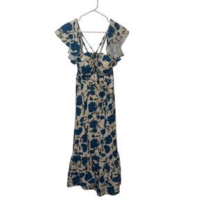 Grace Karin Women's Blue Floral Print Flutter sleeve Sleeveless Midi Size‎ 18